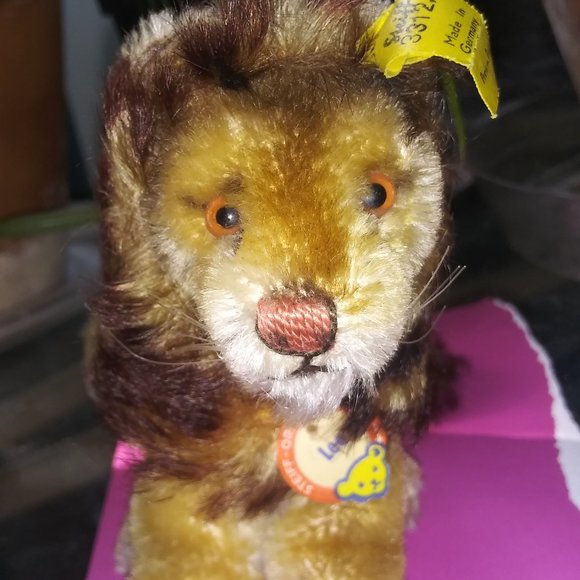 VTG Steiff LEO LION Mohair Stuffed Animal Toy with Tag August Birthday Gift - Picture 1 of 12